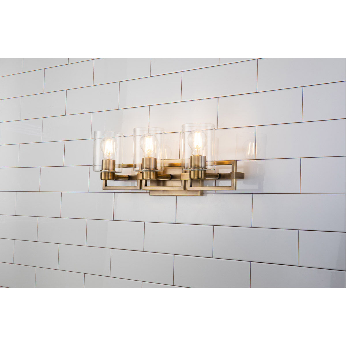 Estes 3 Light 23 inch ATB Bath Light Wall Light in Antique Brass